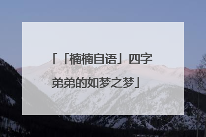 「楠楠自语」四字弟弟的如梦之梦