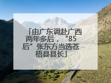 由广东调赴广西两年多后，“85后”张东方当选苍梧县县长