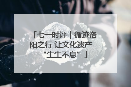 七一时评｜循迹洛阳之行 让文化遗产“生生不息”