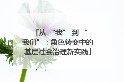 从 “我” 到 “我们”：角色转变中的基层社会治理新实践