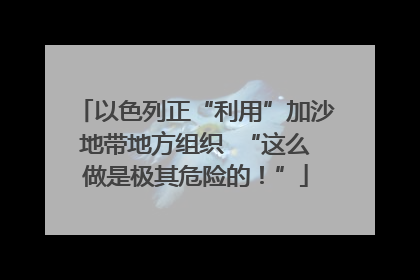 以色列正“利用”加沙地带地方组织  “这么做是极其危险的！”