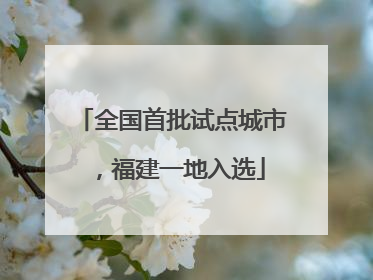 全国首批试点城市，福建一地入选