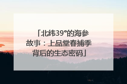 北纬39°的海参故事：上品堂春捕季背后的生态密码