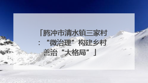 腾冲市清水镇三家村：“微治理”构建乡村善治“大格局”